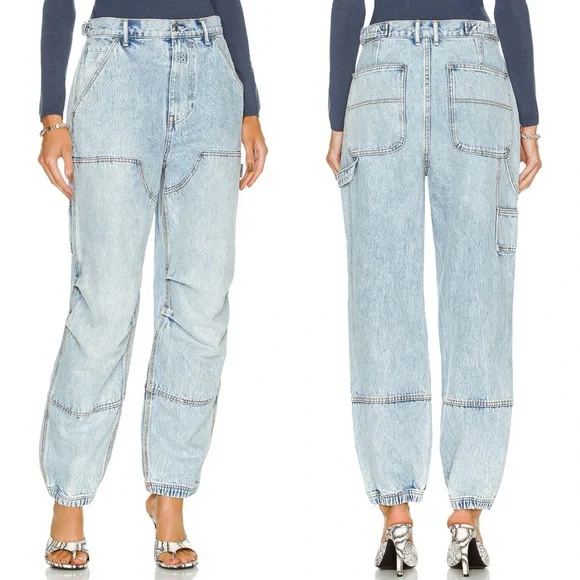 Alexander Wang Double Front Carpenter Jeans in Pebble Bleach